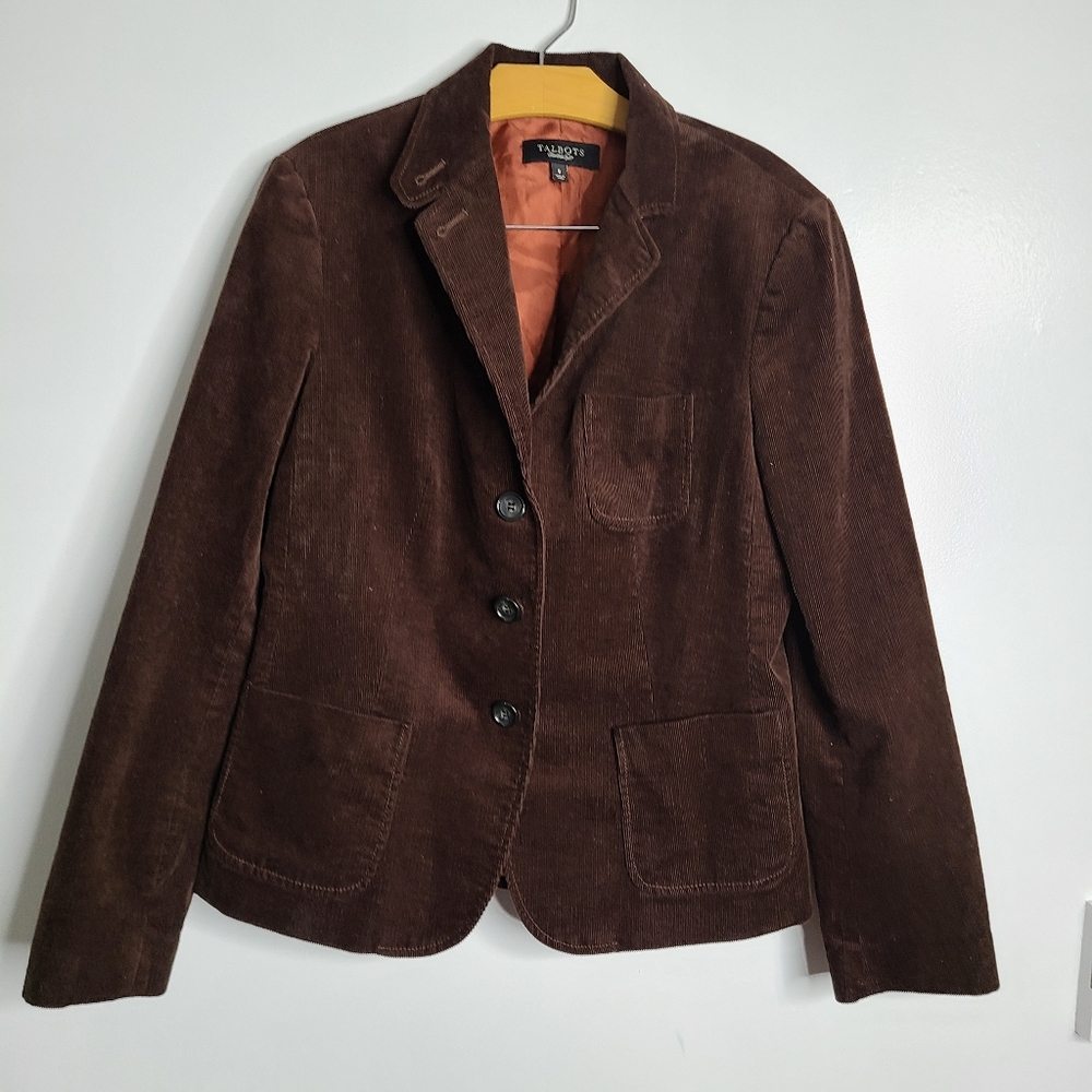 Talbots Corduroy blazer jacket Brown size 8